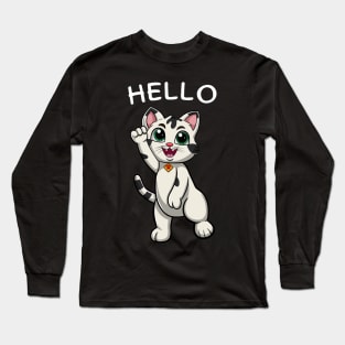 Hello, Smiling Cat Long Sleeve T-Shirt